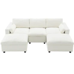 Cloud Modular Sectional Sofa with Storage Pockets and 2 Movable Ottomans