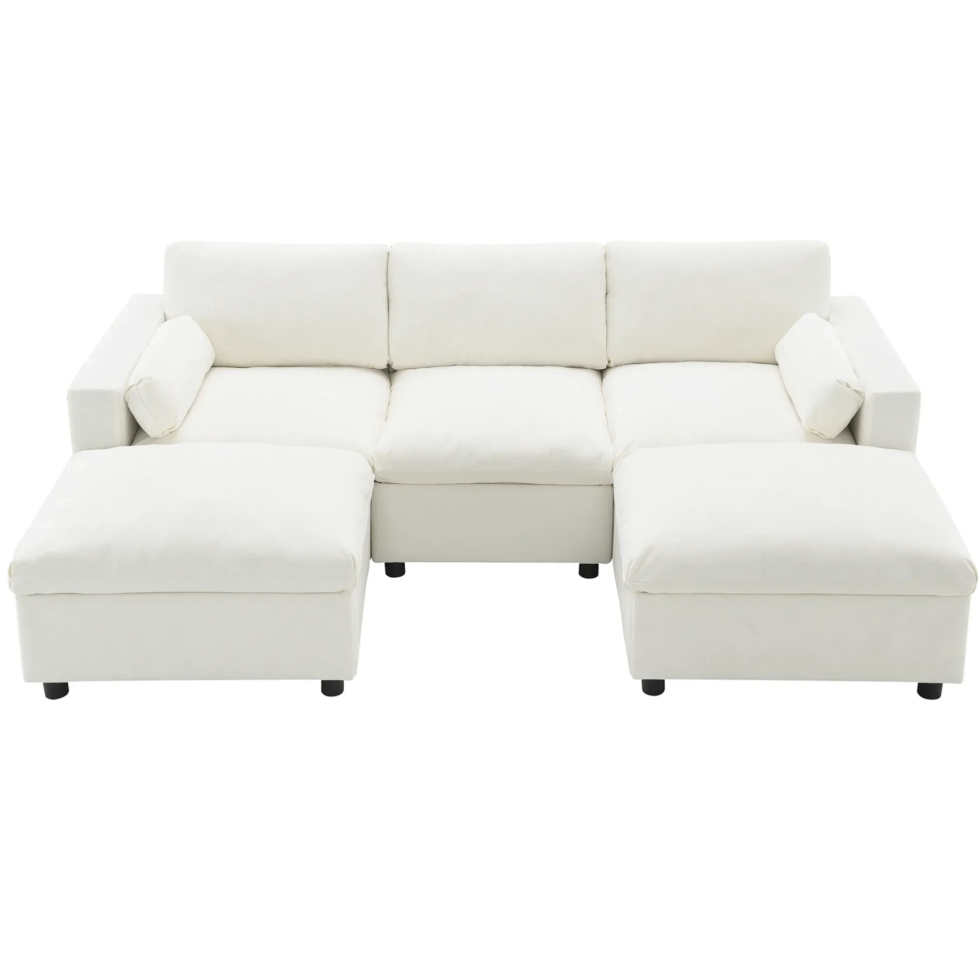 Cloud Modular Sectional Sofa with Storage Pockets and 2 Movable Ottomans