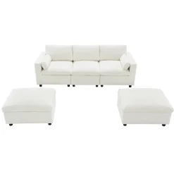 Cloud Modular Sectional Sofa with Storage Pockets and 2 Movable Ottomans