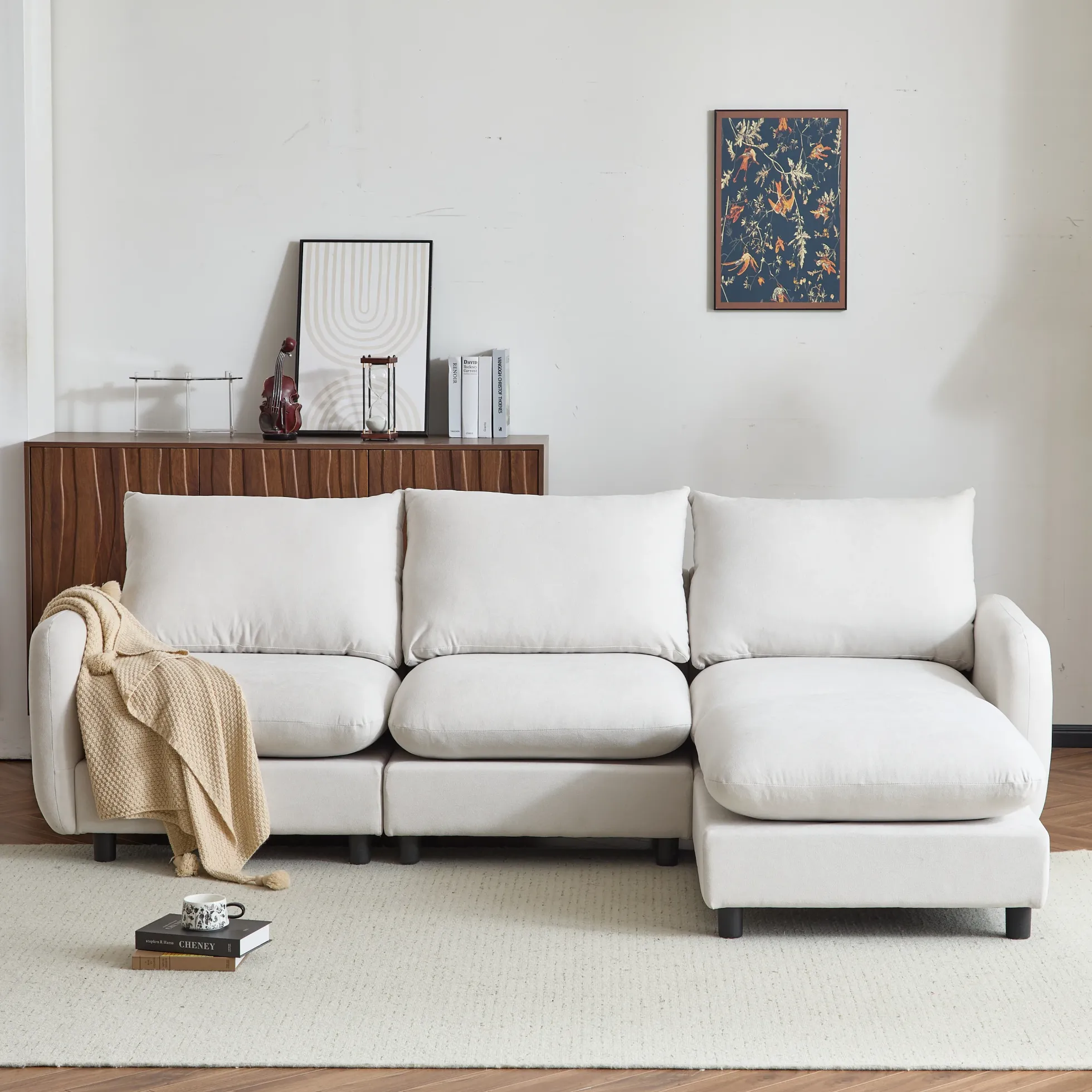 Cloud 4-Piece Modular Free Combination Sectional Sofa Couch with Ottoman