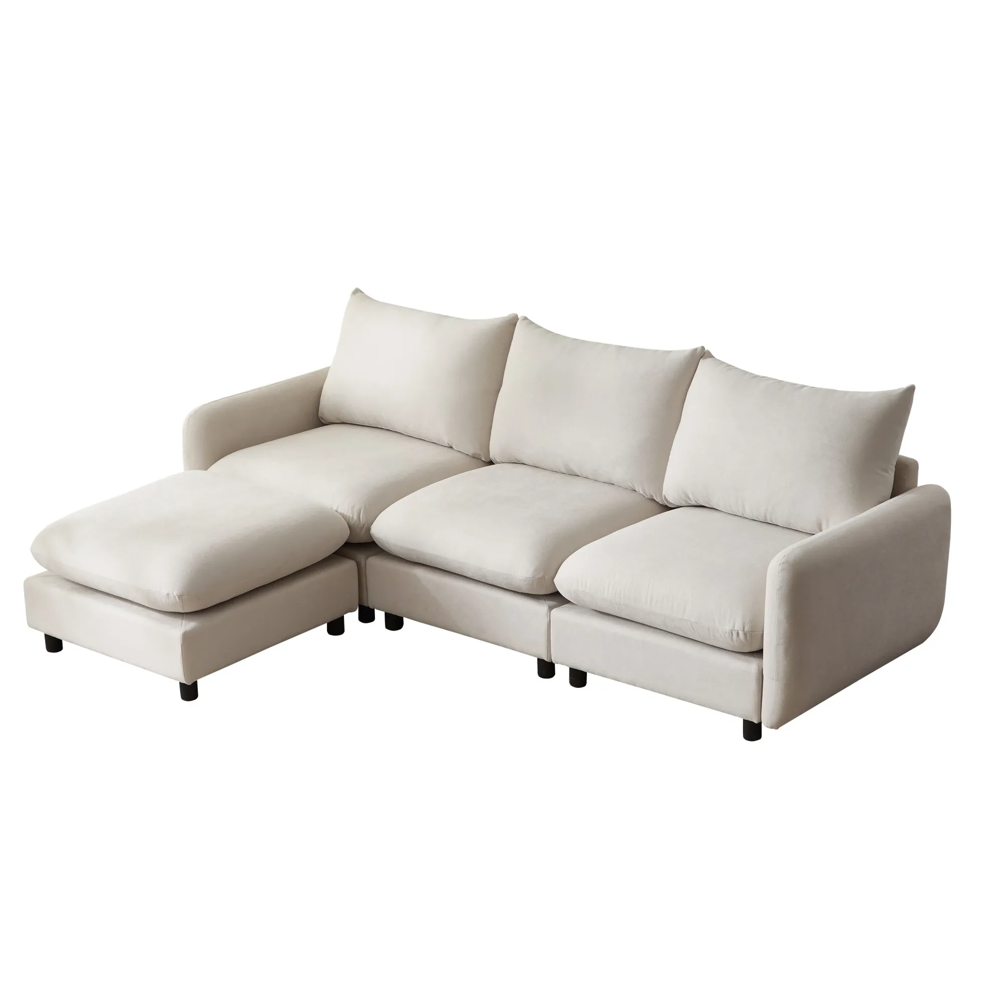 Cloud 4-Piece Modular Free Combination Sectional Sofa Couch with Ottoman