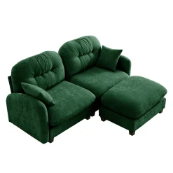 Cloud Tufted Chenille Sectional Loveseat Sofa Couch With Ottoman