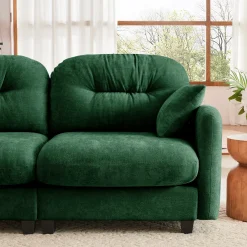 Cloud Tufted Chenille Sectional Loveseat Sofa Couch With Ottoman