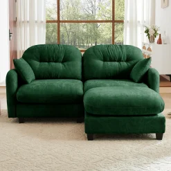 Cloud Tufted Chenille Sectional Loveseat Sofa Couch With Ottoman
