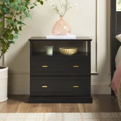 Clyde Modern Farmhouse Easy Assembly 2-Drawer Nightstand Side Table