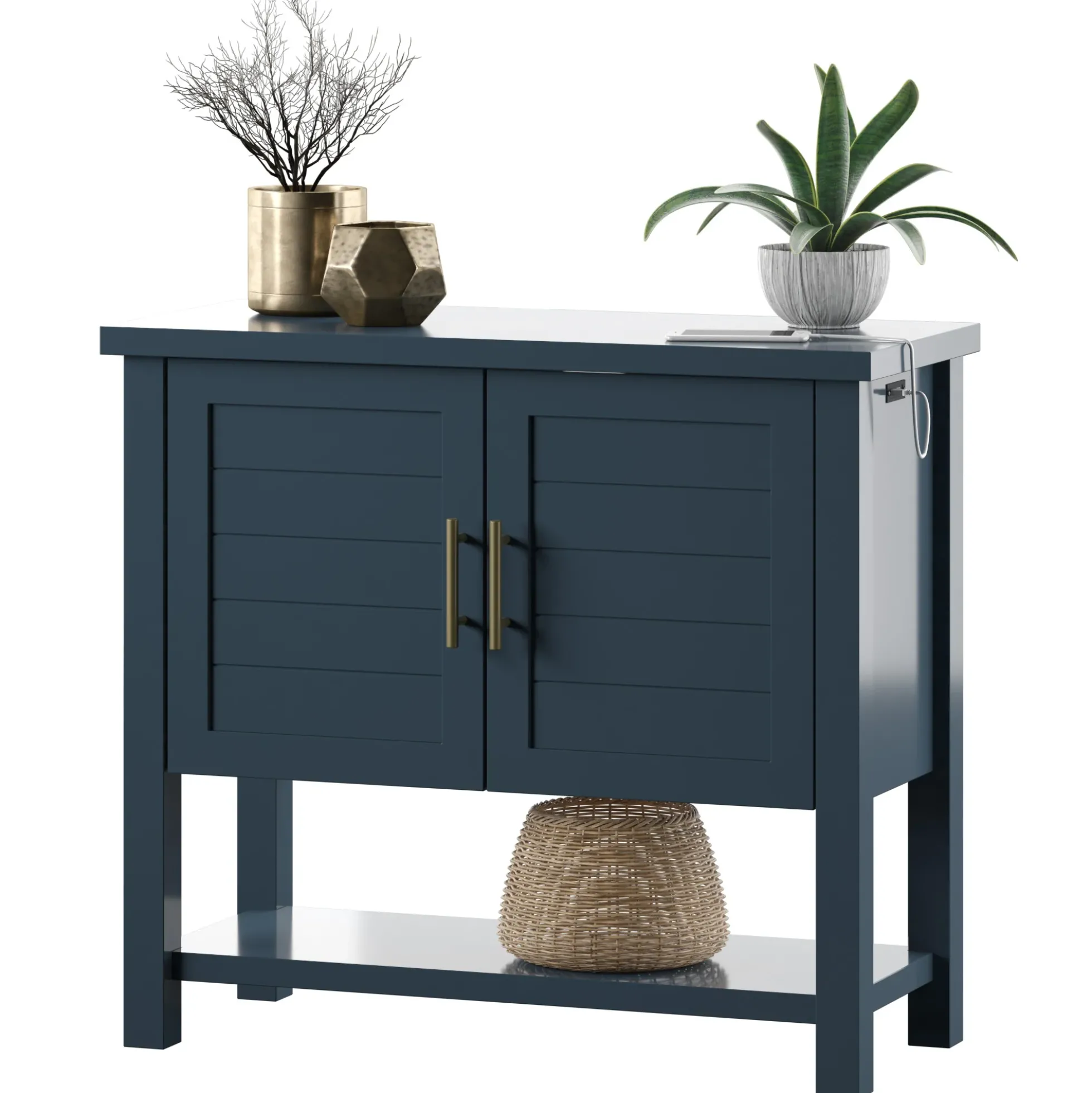 Coastal Paneled Accent Cabinet with Storage
