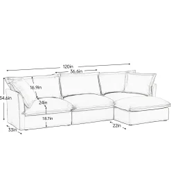 Comfy Chenille Deep Seat Cloud L-Shaped Slipcovered Sectional Sofa