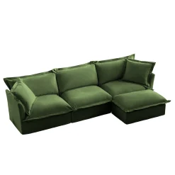 Comfy Chenille Deep Seat Cloud L-Shaped Slipcovered Sectional Sofa