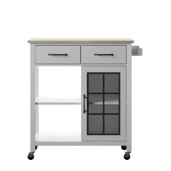 Compact Rolling Kitchen Island Cart with Storage