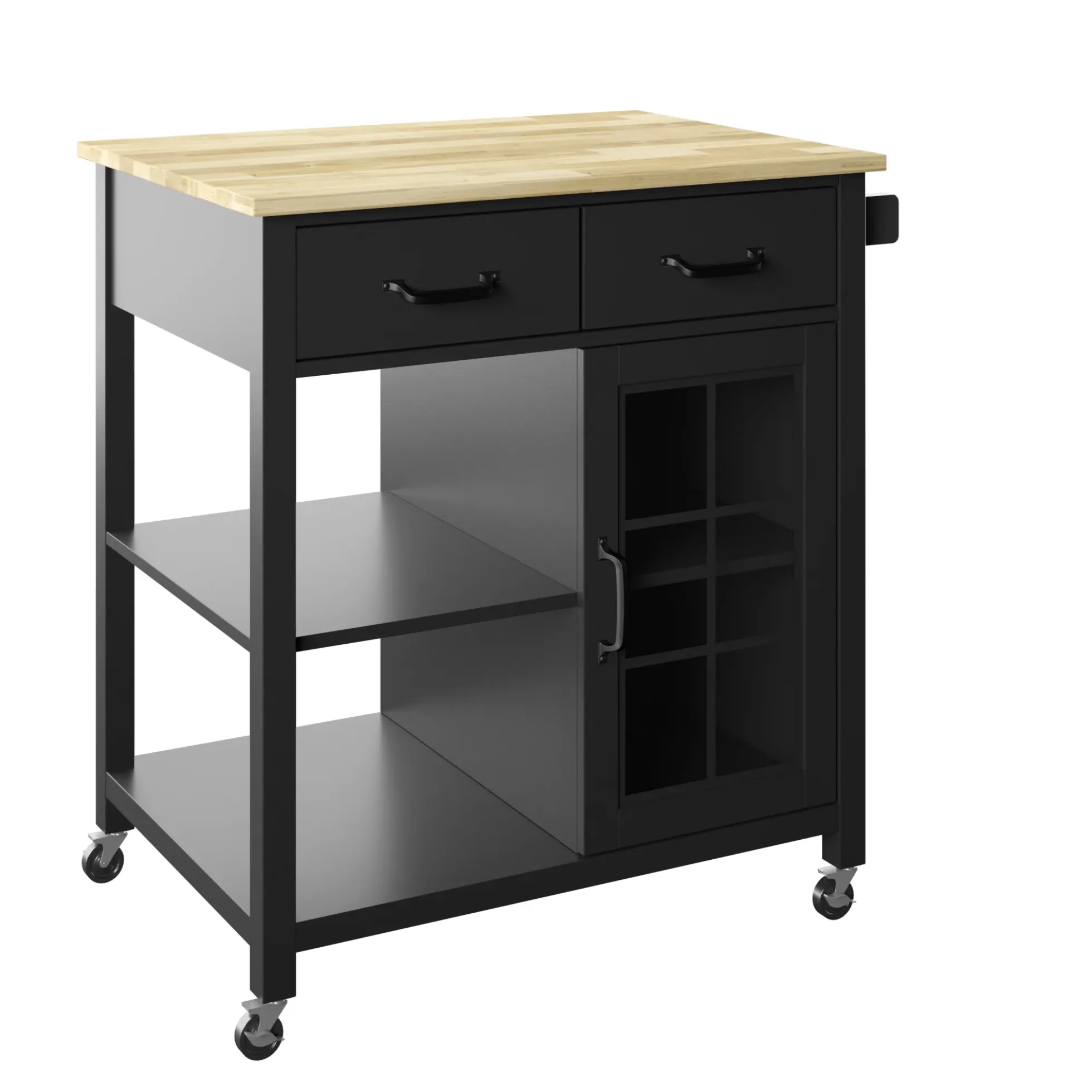 Compact Rolling Kitchen Island Cart with Storage