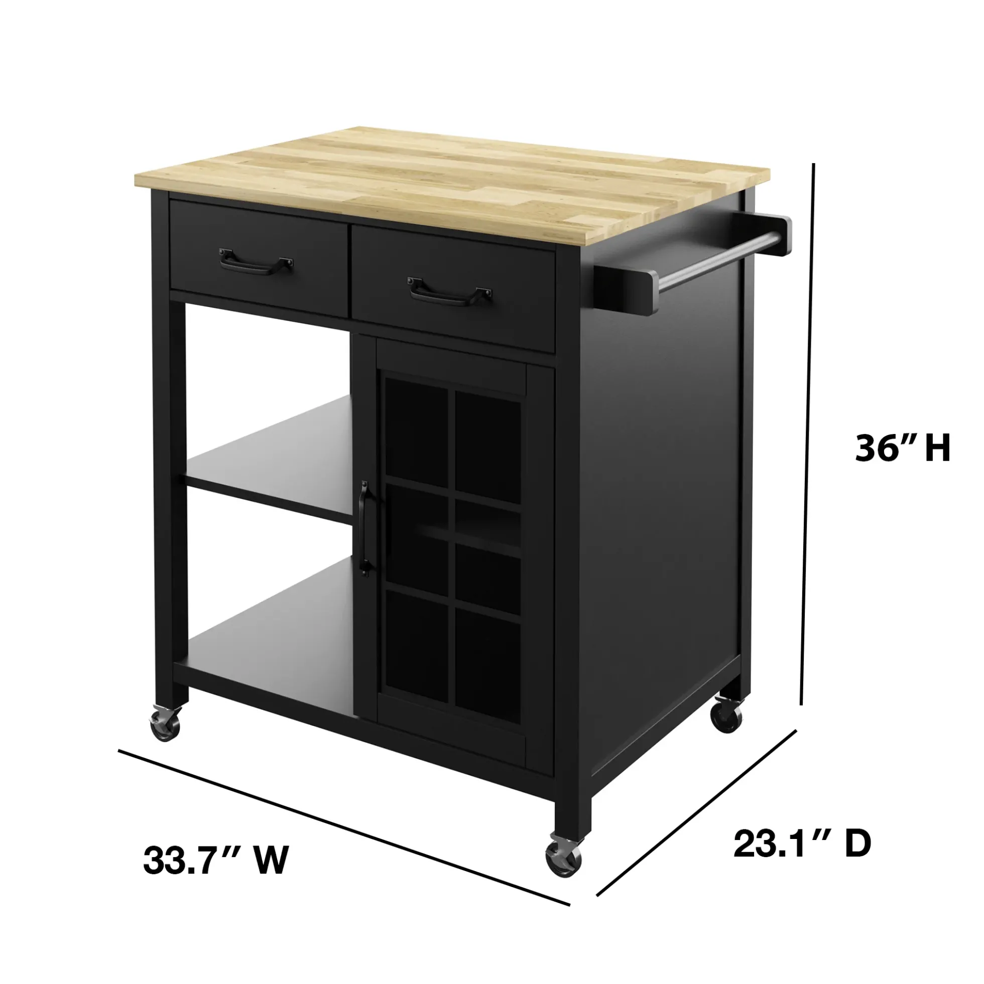 Compact Rolling Kitchen Island Cart with Storage
