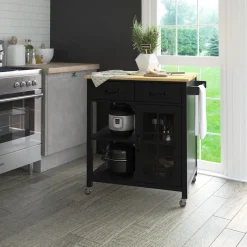 Compact Rolling Kitchen Island Cart with Storage