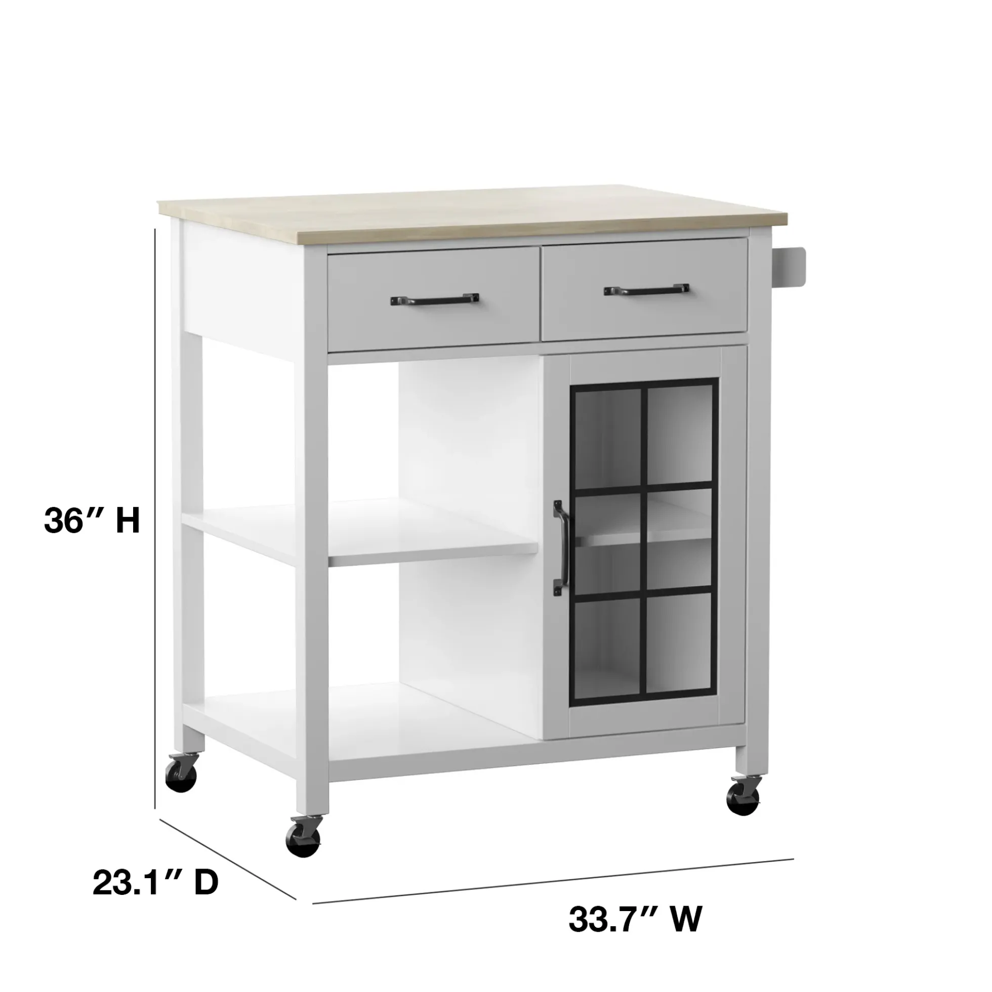 Compact Rolling Kitchen Island Cart with Storage