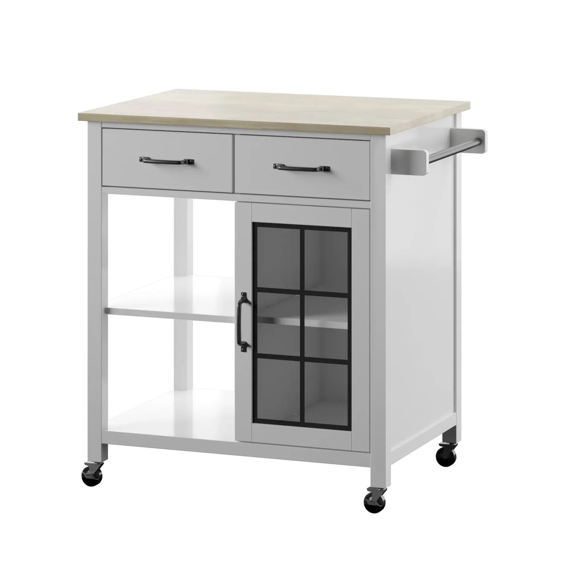Compact Rolling Kitchen Island Cart with Storage