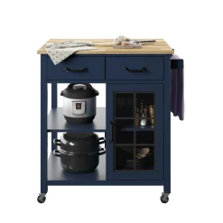 Compact Rolling Kitchen Island Cart with Storage