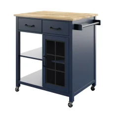 Compact Rolling Kitchen Island Cart with Storage