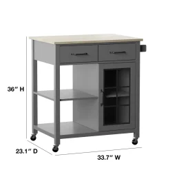 Compact Rolling Kitchen Island Cart with Storage