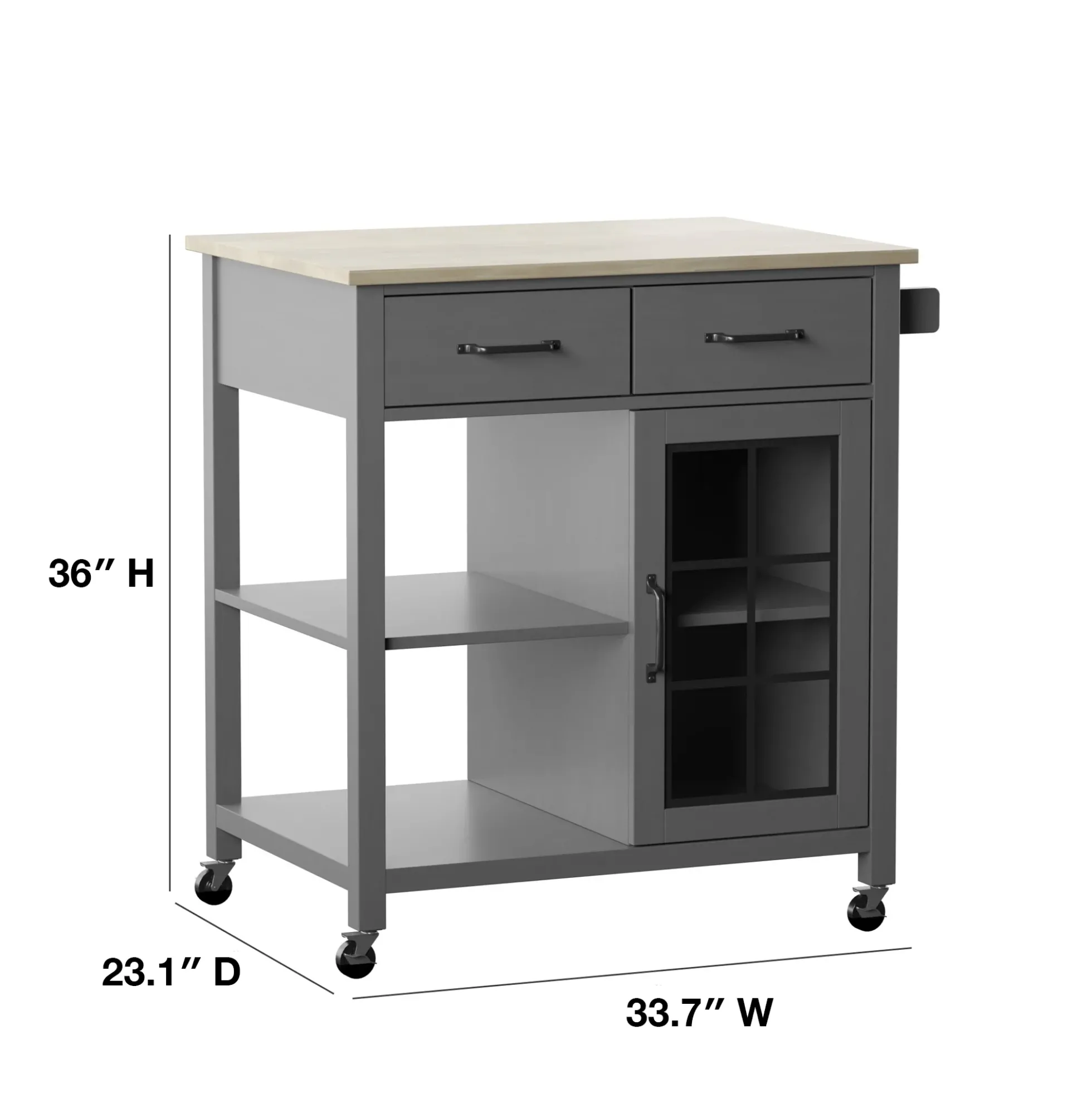 Compact Rolling Kitchen Island Cart with Storage