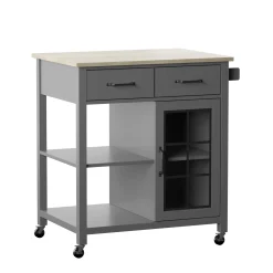 Compact Rolling Kitchen Island Cart with Storage