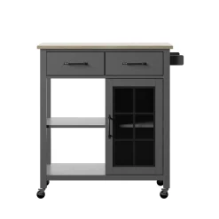Compact Rolling Kitchen Island Cart with Storage