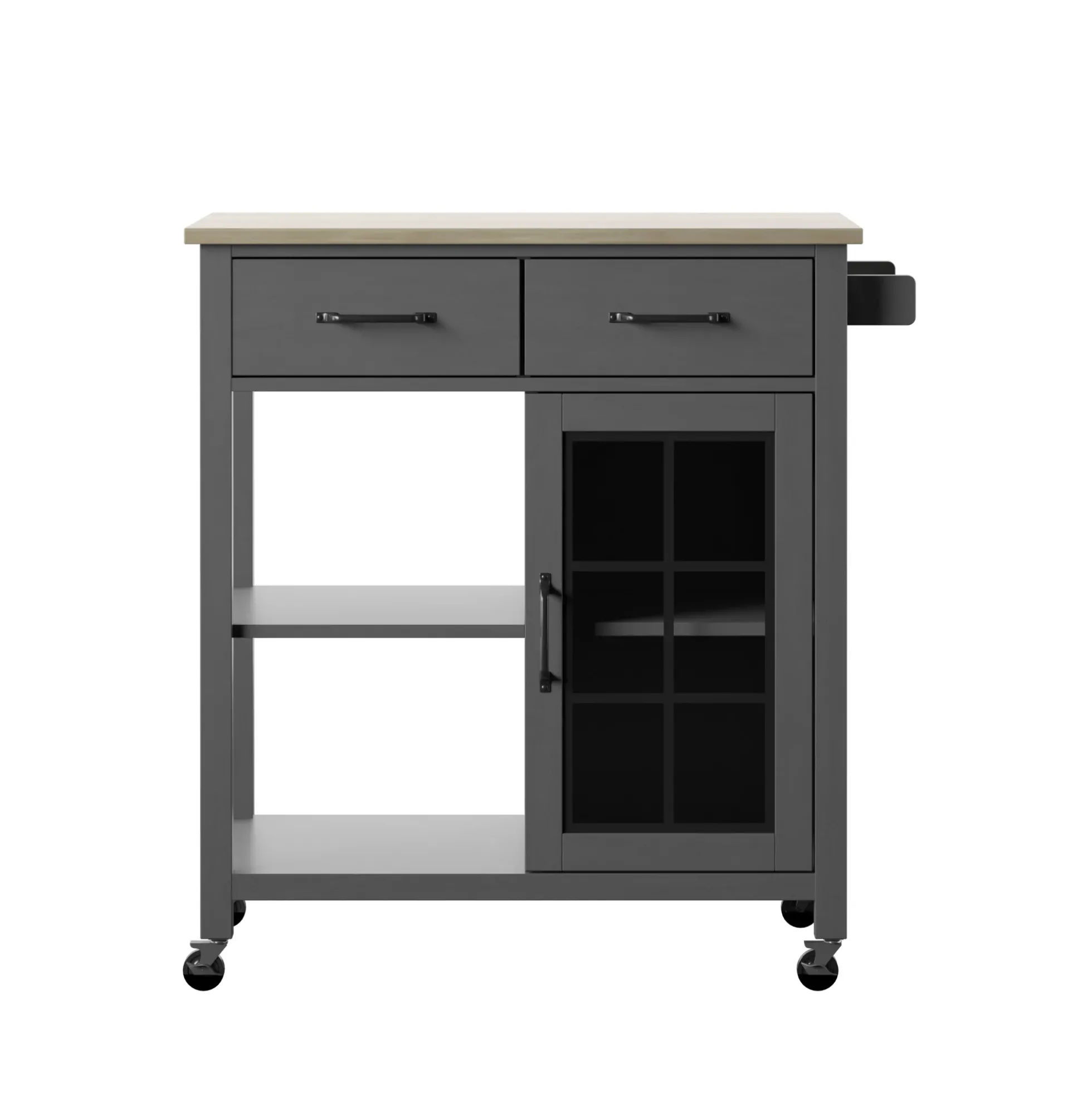 Compact Rolling Kitchen Island Cart with Storage