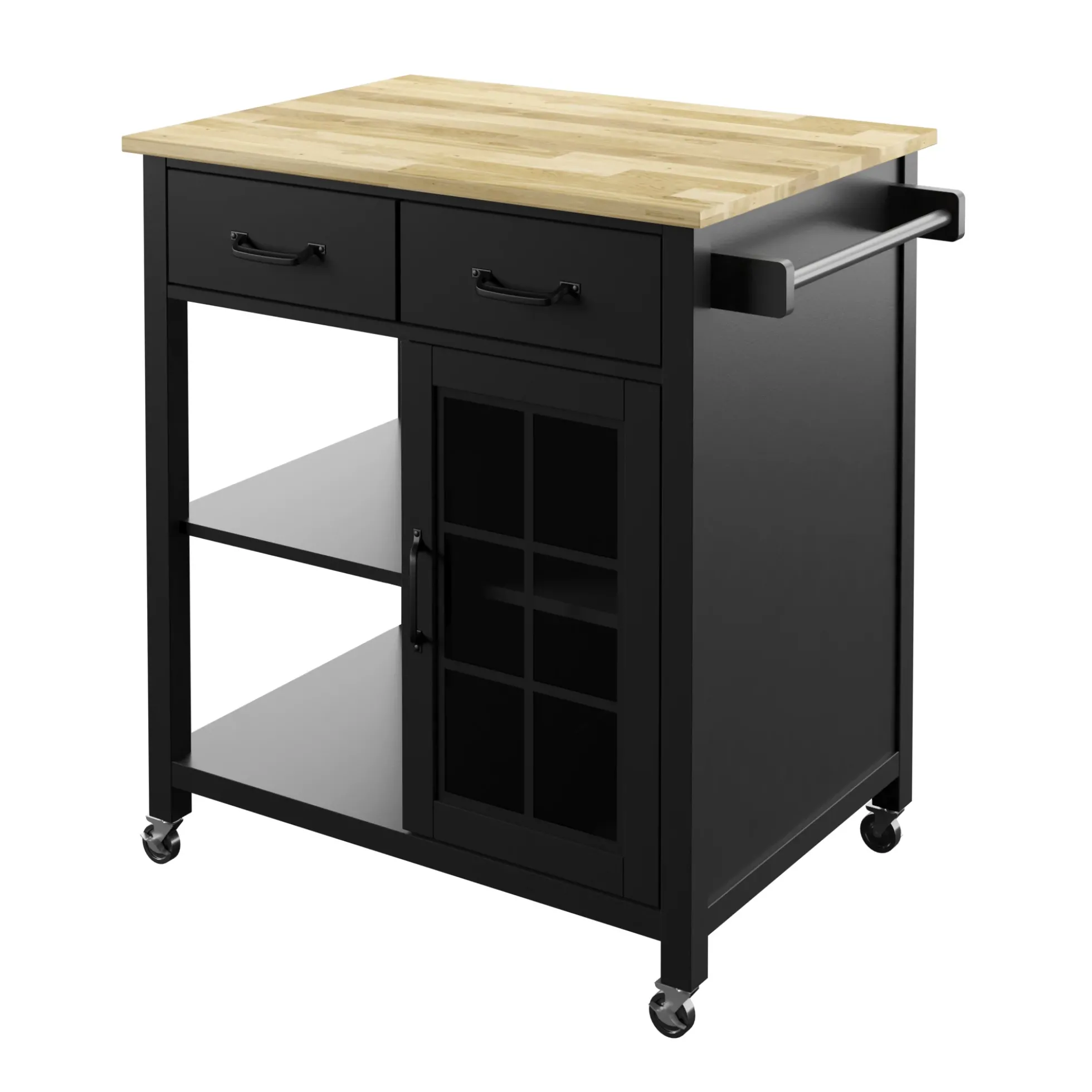 Compact Rolling Kitchen Island Cart with Storage