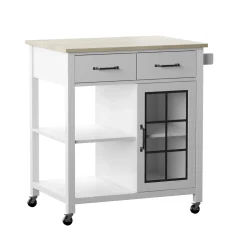 Compact Rolling Kitchen Island Cart with Storage