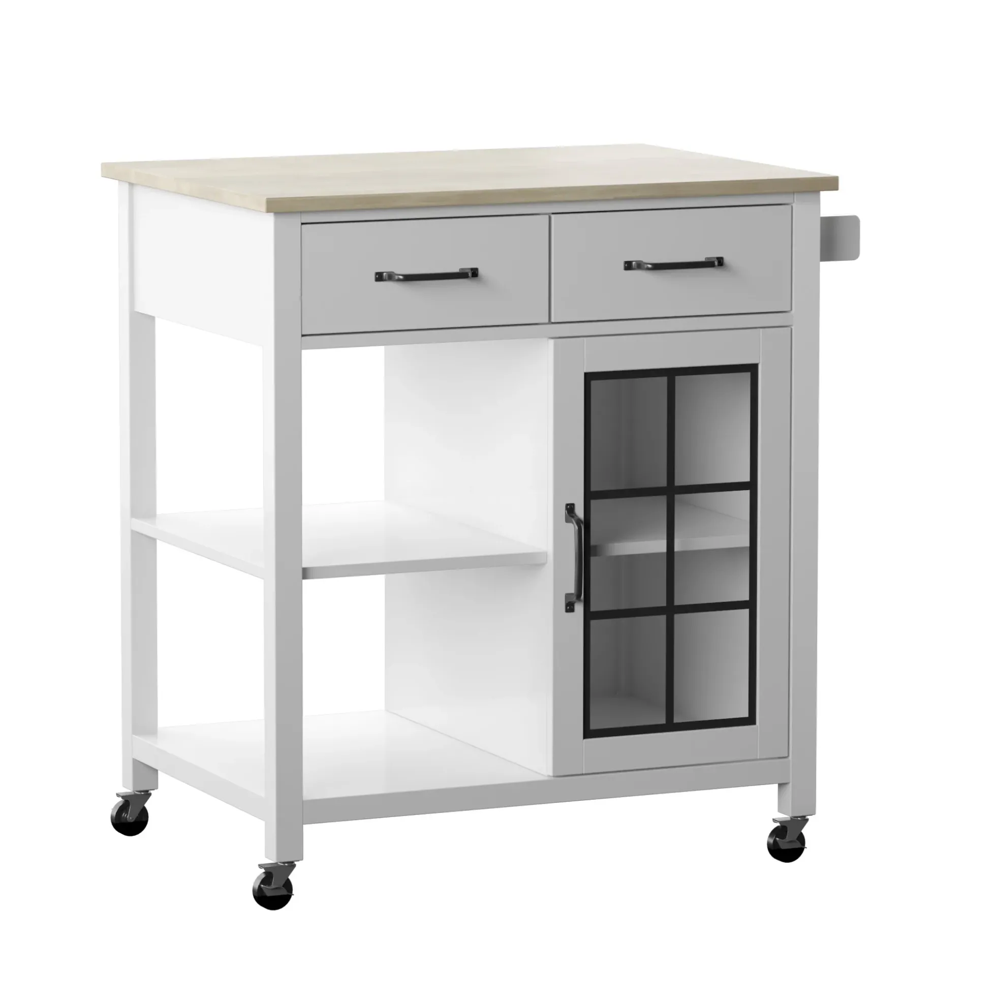 Compact Rolling Kitchen Island Cart with Storage