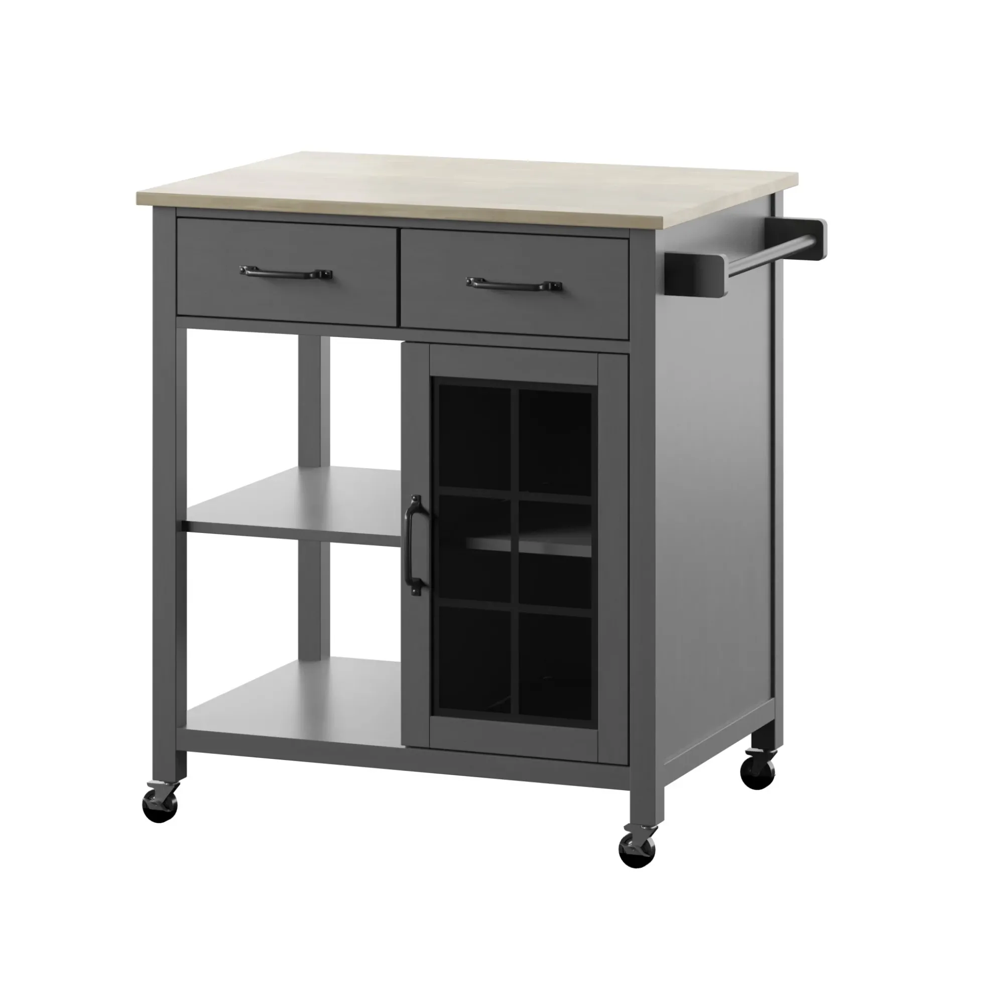 Compact Rolling Kitchen Island Cart with Storage