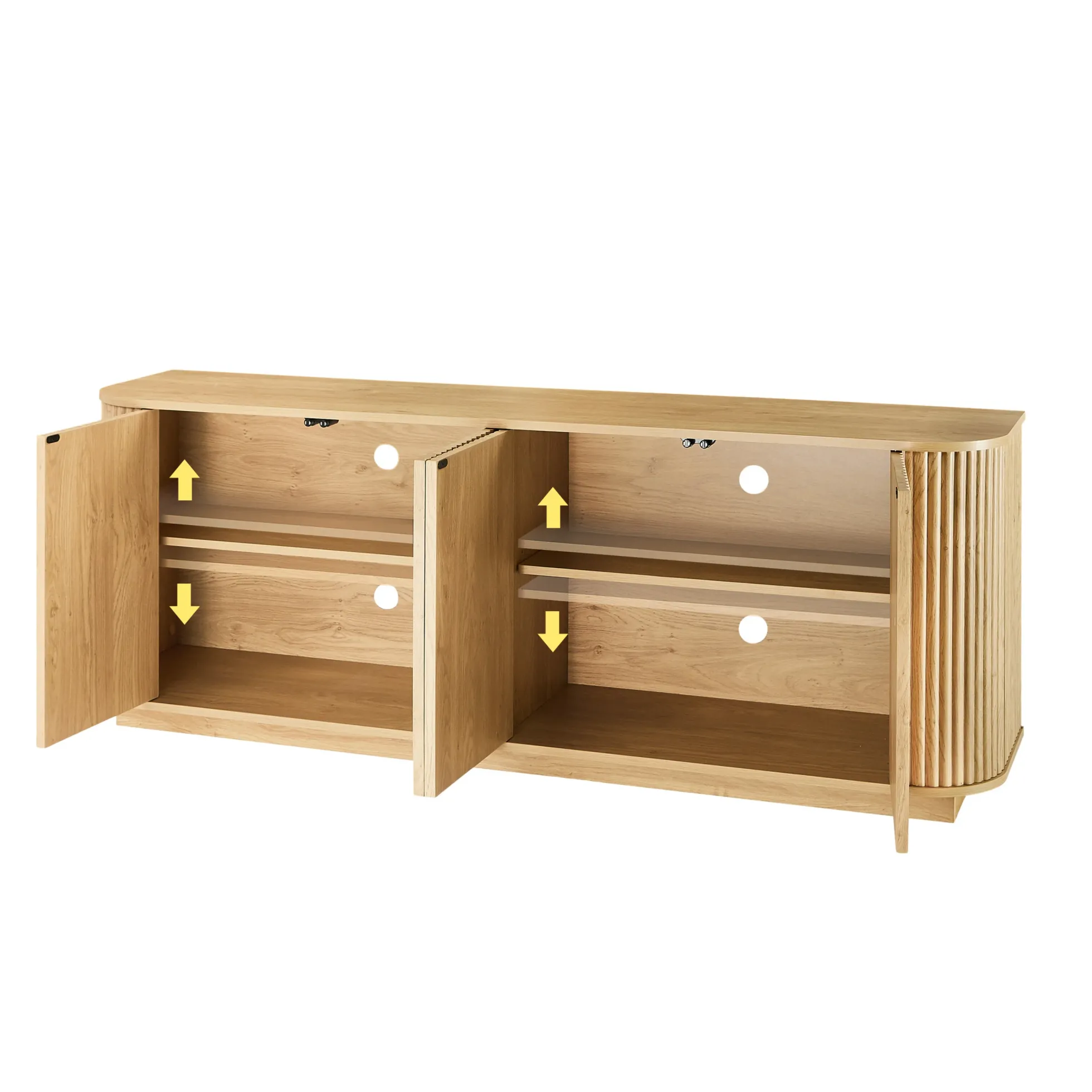 Contemporary Fluted 64' Sideboard Storage Cabinet TV Stand