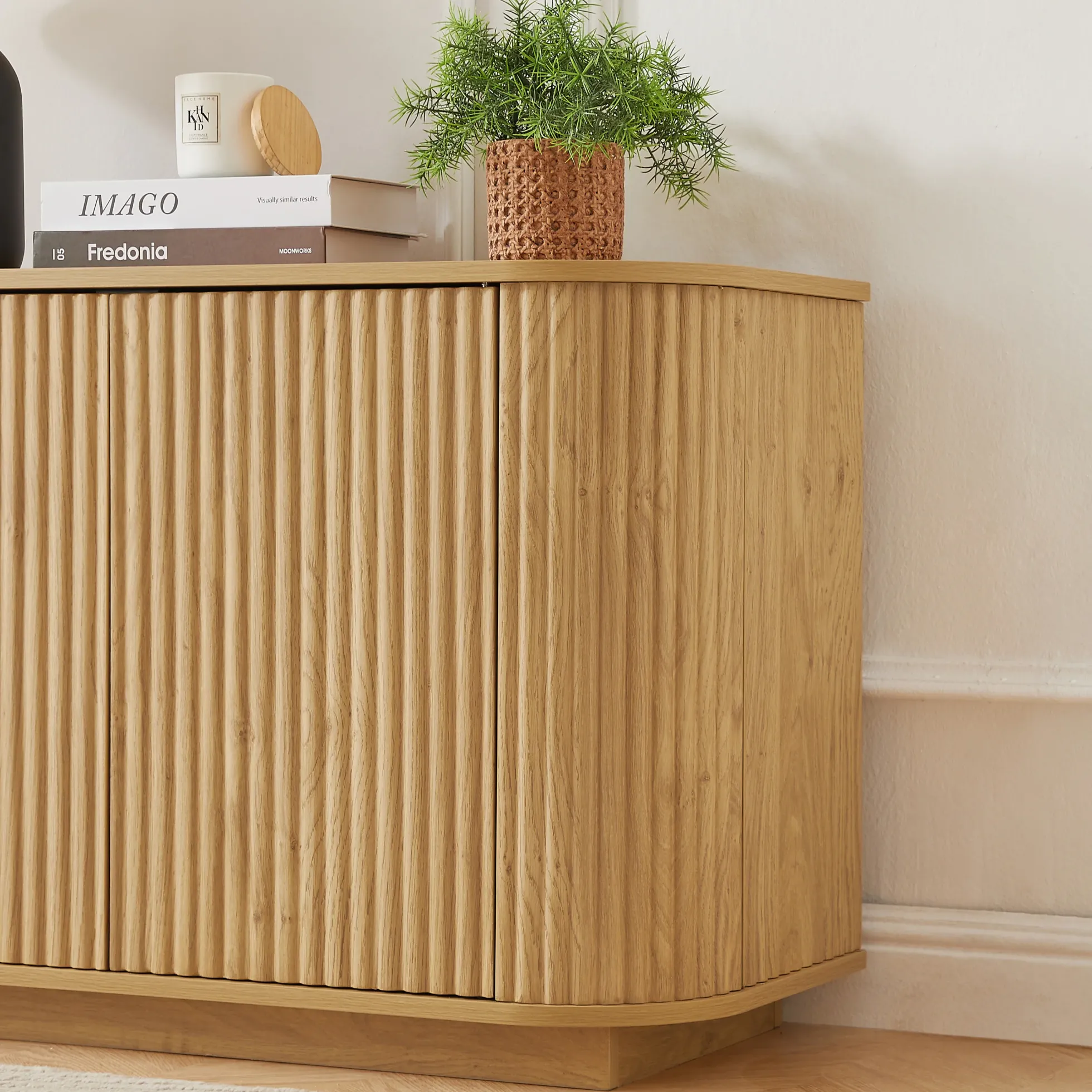 Contemporary Fluted 64' Sideboard Storage Cabinet TV Stand