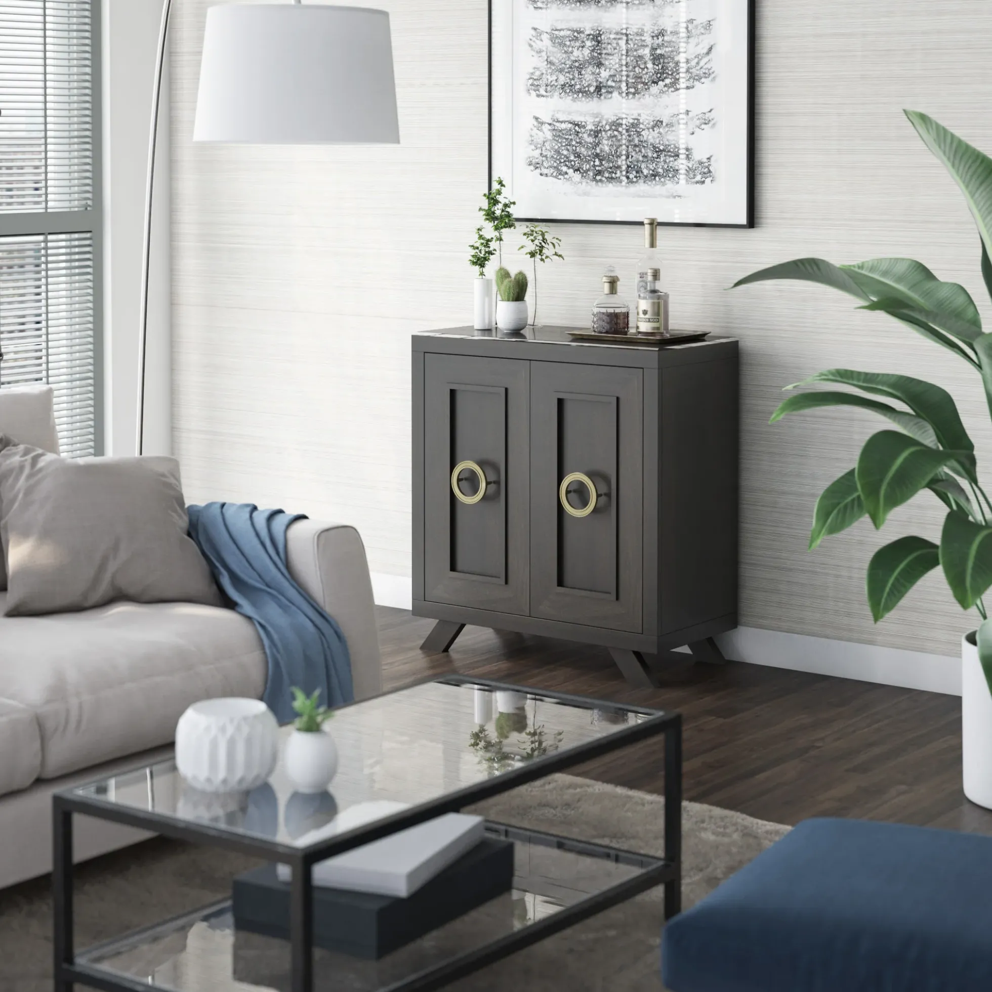 Contemporary Modern Entryway Accent Cabinet