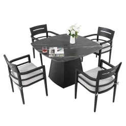 Contemporary 5-Piece Outdoor Patio Dining Set with Sunbrella Cushions