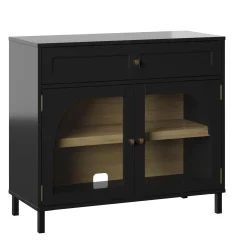 Contemporary Two‑Tone Accent Cabinet with Glass‑Doors