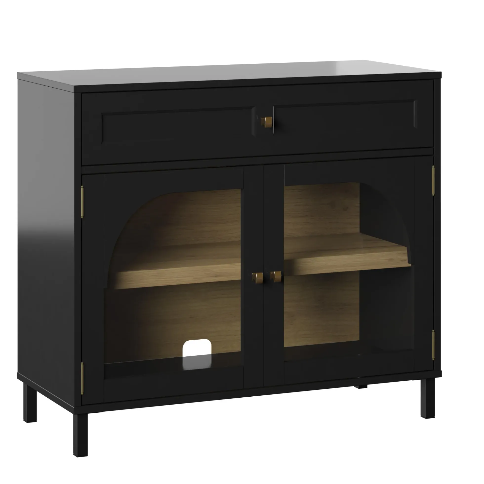 Contemporary Two‑Tone Accent Cabinet with Glass‑Doors