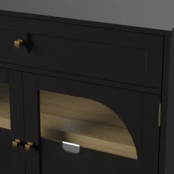Contemporary Two‑Tone Accent Cabinet with Glass‑Doors