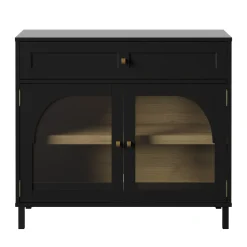 Contemporary Two‑Tone Accent Cabinet with Glass‑Doors