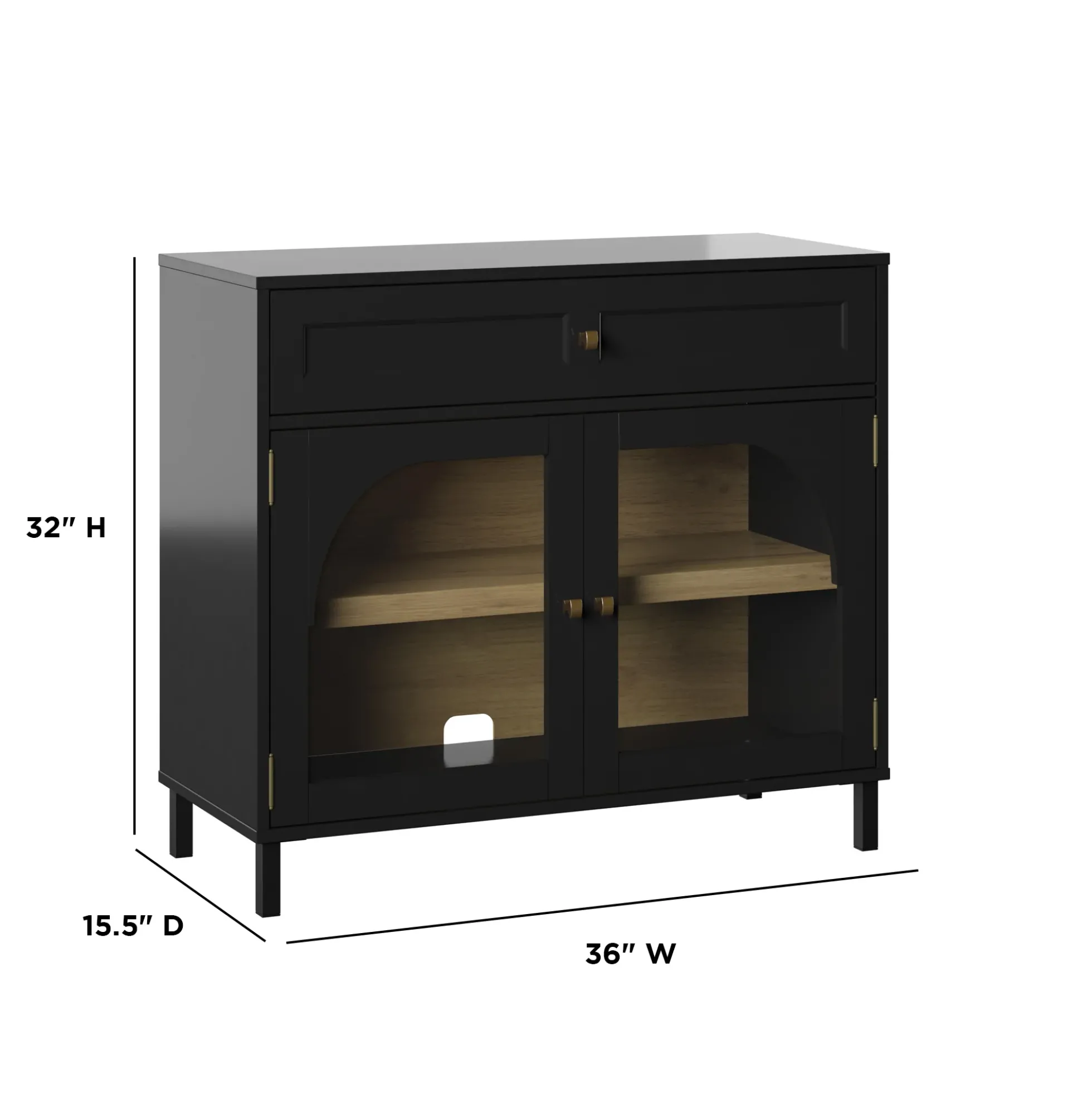 Contemporary Two‑Tone Accent Cabinet with Glass‑Doors