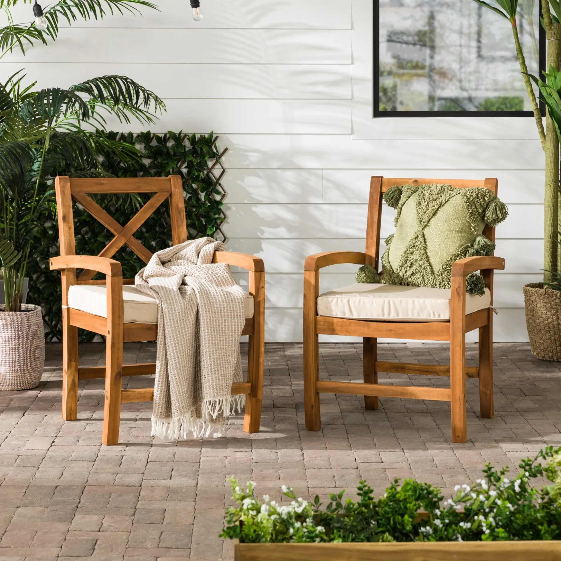 Crosswinds Patio Chairs with Cushions, Set of 2