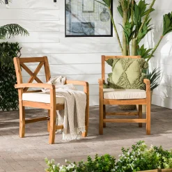 Crosswinds Patio Chairs with Cushions, Set of 2