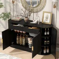 Curve Design Fluted Accent Cabinet Storage - Sideboard / TV Stand