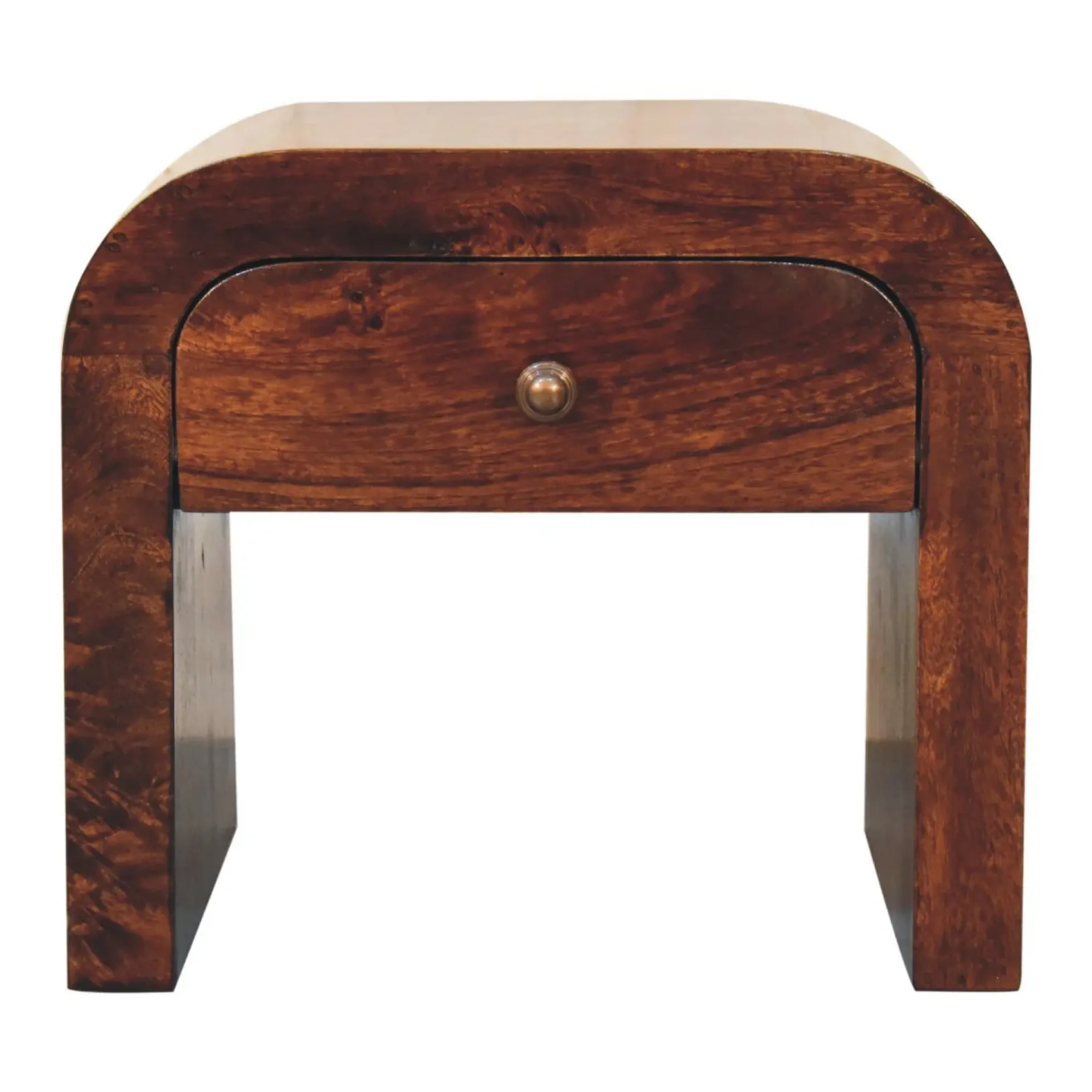 Curve Design Solid Wood Walnut Nightstand