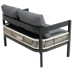 Curve Iron Outdoor Patio Loveseat Sofa Set with Table