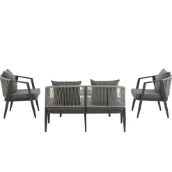 Curve Metal Rope Design Outdoor Loveseat Set
