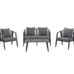 Curve Metal Rope Design Outdoor Loveseat Set