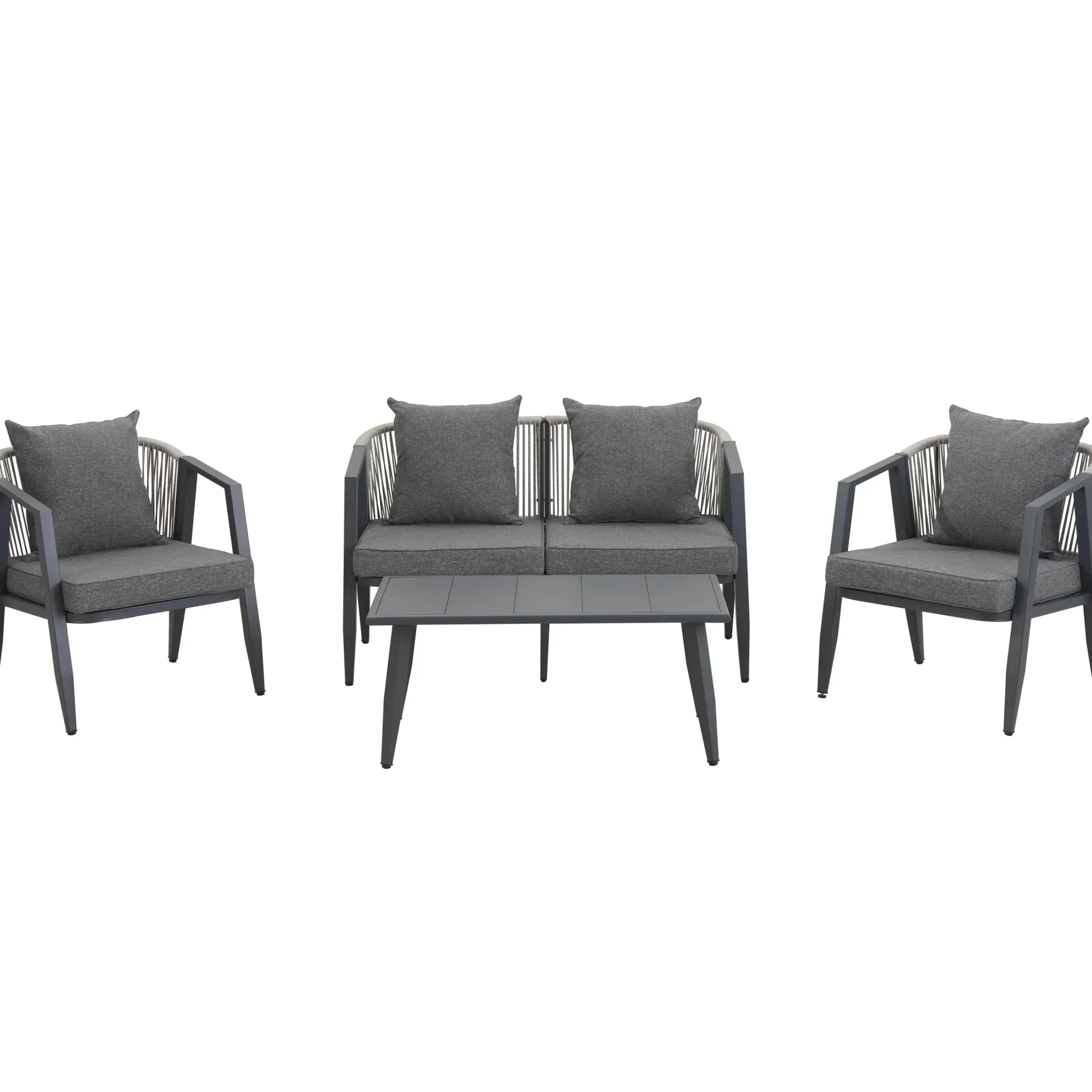 Curve Metal Rope Design Outdoor Loveseat Set