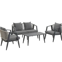 Curve Metal Rope Design Outdoor Loveseat Set