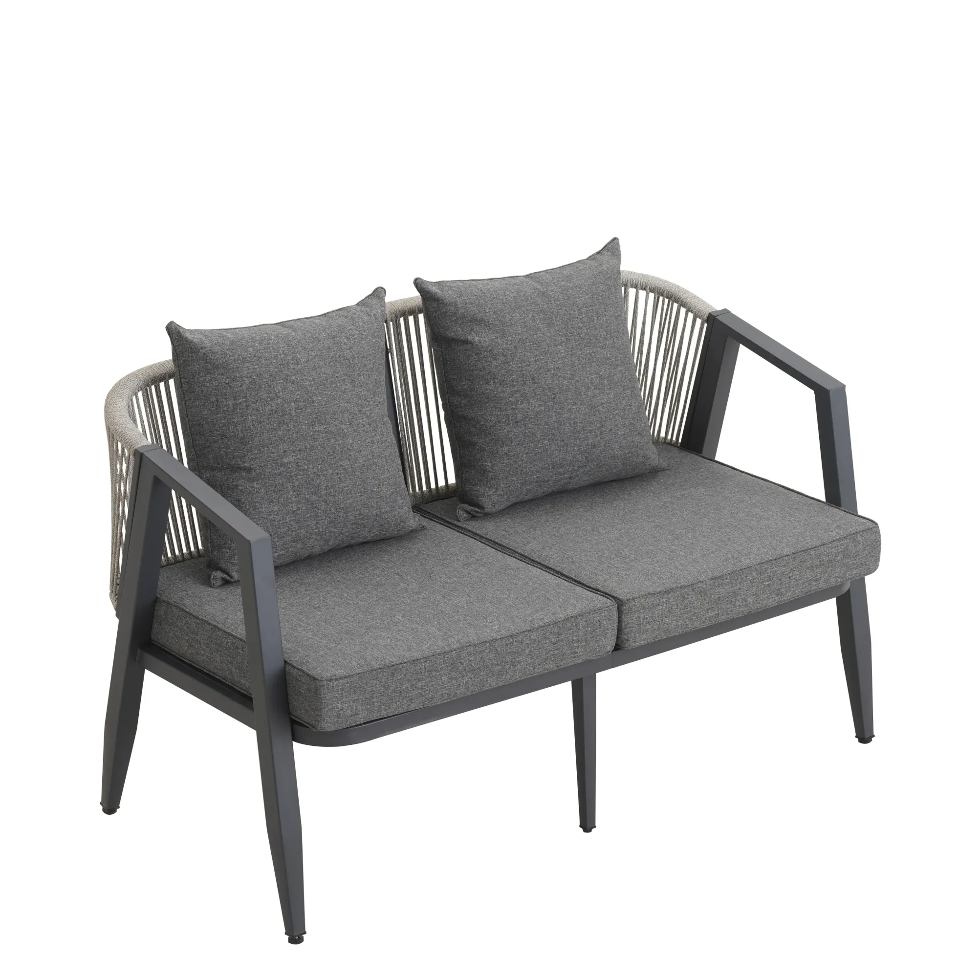 Curve Metal Rope Design Outdoor Loveseat Set