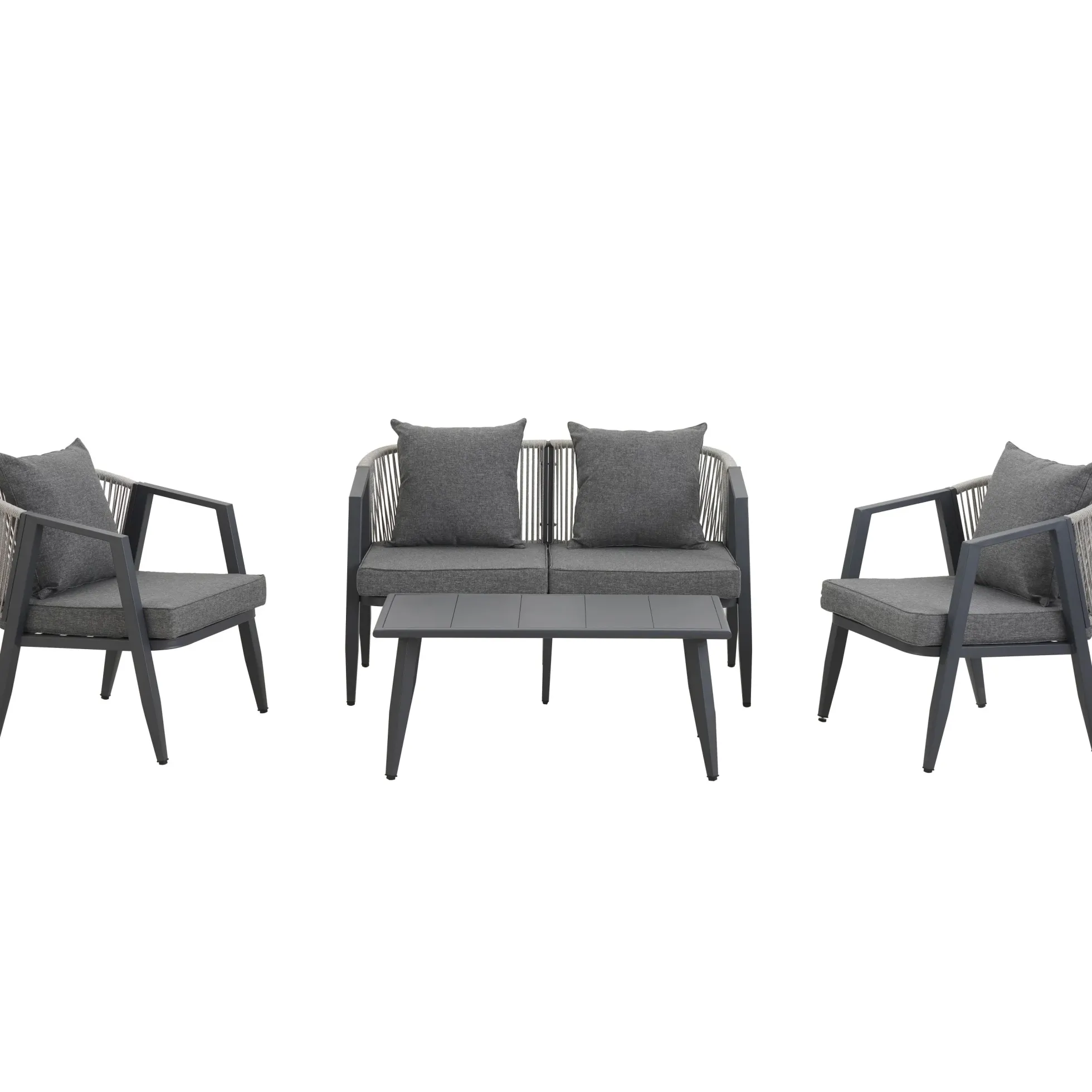 Curve Metal Rope Design Outdoor Loveseat Set