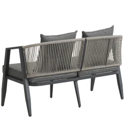 Curve Metal Rope Design Outdoor Loveseat Set